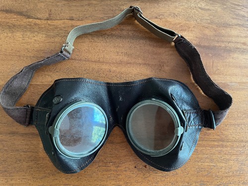 Historische leder schutzbrille - historische, leder-schutzbrille